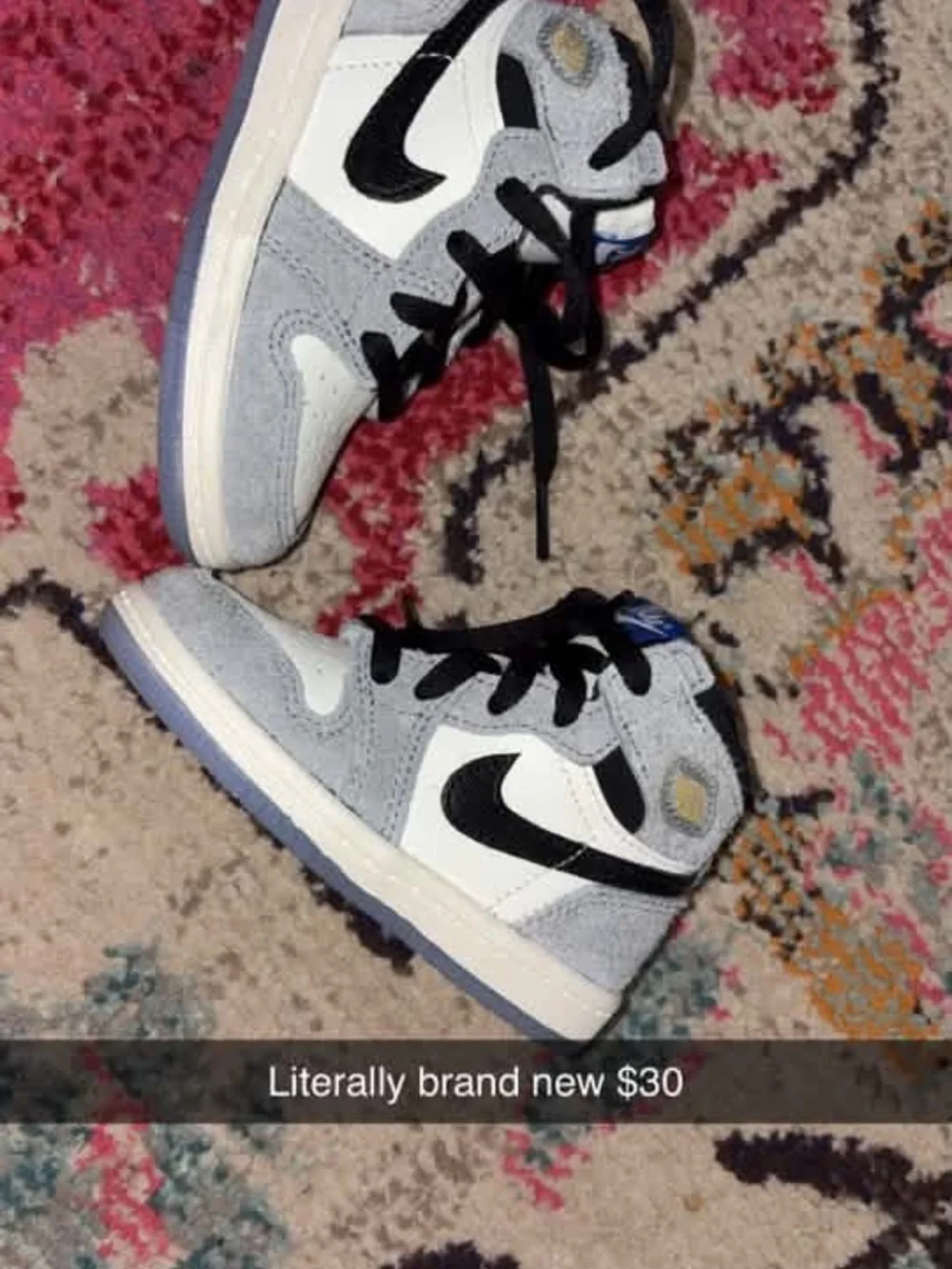Jordan Kids High-Top Sneakers in White, Gray & Black